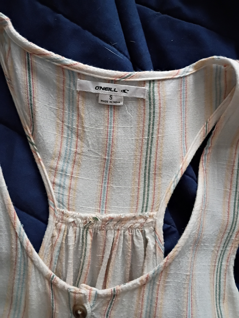 O'Neill White Striped Button-Front Racerback Tank - Picture 2 of 3